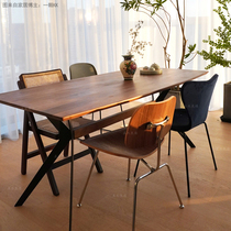 Real wood good table Nordic solid wood black walnut solid bracket simple log advanced modern creativity