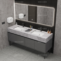 Simple hotel marble double basin floor-standing washbasin bathroom cabinet public toilet smart wash basin