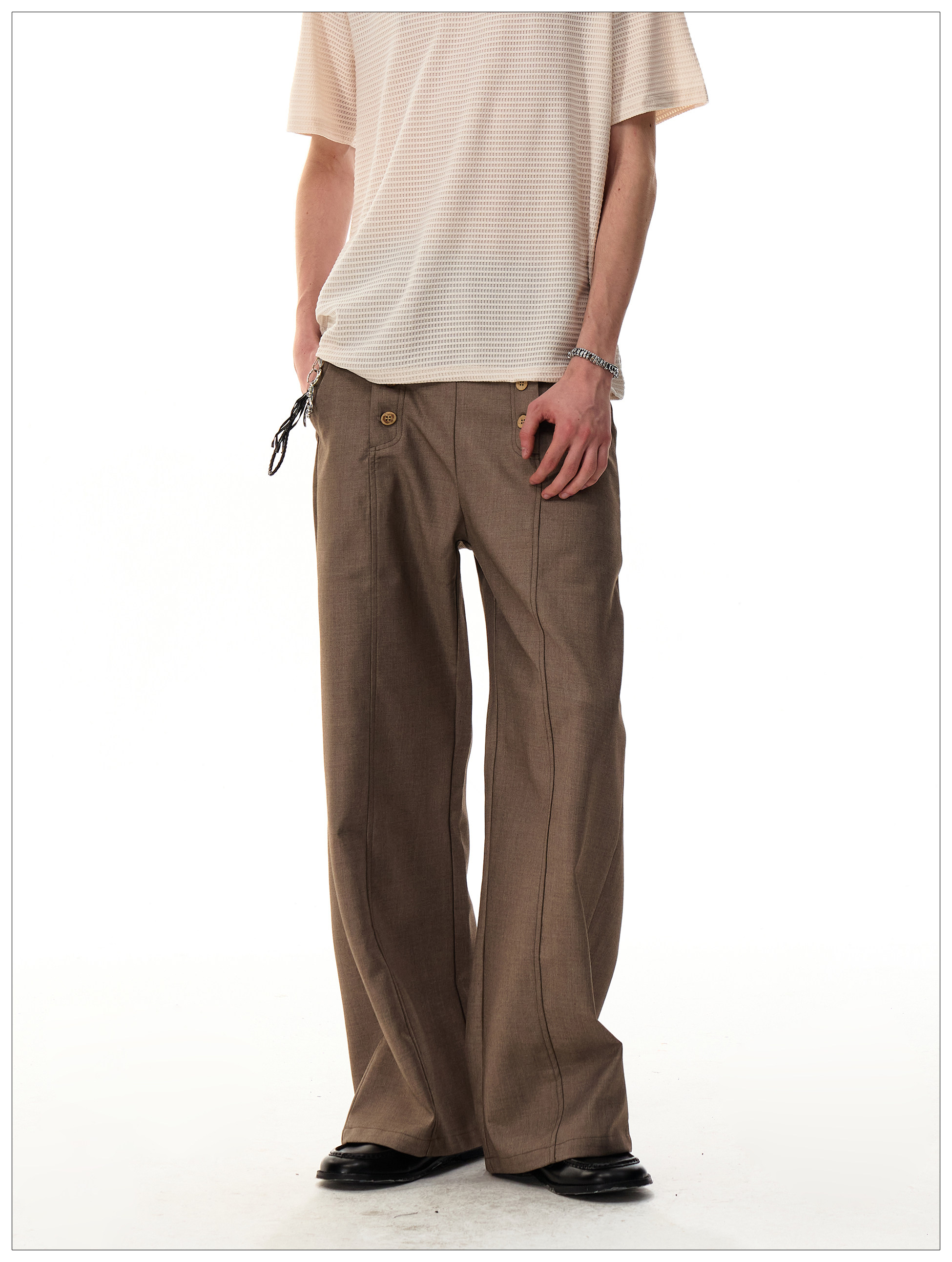 Штаны, повседневные брюки для отдыха, в американском стиле, изысканный стиль, свободный прямой крой 