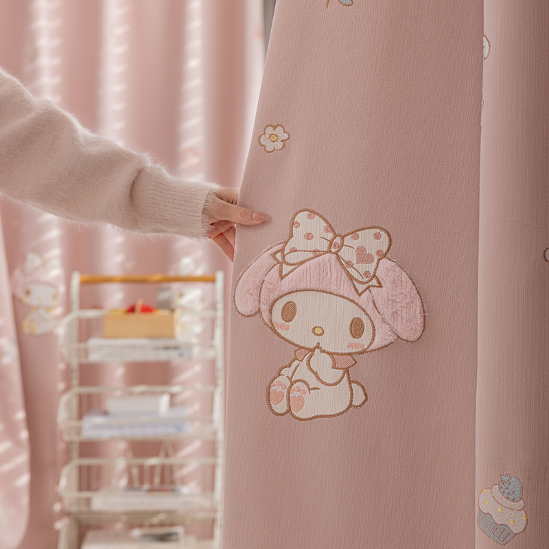 Children's High-End Chenille Embroidered Pink Cartoon Curtains Cartoon Princess Girl's Room Bedroom Blackout Curtains