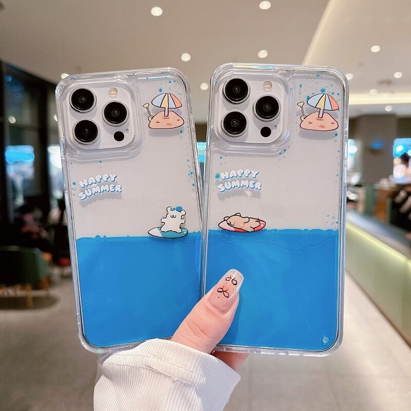Suitable for Apple 15 iPhone 14 Pro Max Liquid Sand Case 13 Pro Surf Line White Brown Dog ins Phone Case Apple 16 Pro Anti-Drop 11 Trendy New High-End Protective Cover