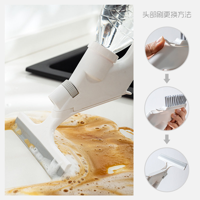 Household multi-function water spray cleaning brush Bathroom tile brush crevice brush Glass wiper sponge wipe cleaning set