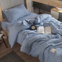 Pure colour sheet Three sets Dormitory Student Dorm Room Bed Single Pure Cotton All Cotton Nordic Style Brief Sky Blue