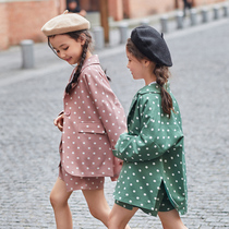 Neil Scarlett girls suit suit 2020 new spring and autumn big childrens coat foreign style childrens clothing two-piece set tide