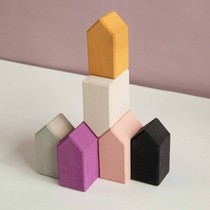 AVDAR TOYS Art 6 kinds of small houses imported basswood TOYS building blocks TOYS 1-2 years old big particles