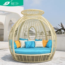 Outdoor gazebo Outdoor bed Villa courtyard Simple awning Leisure pavilion Balcony Rattan aluminum alloy gazebo