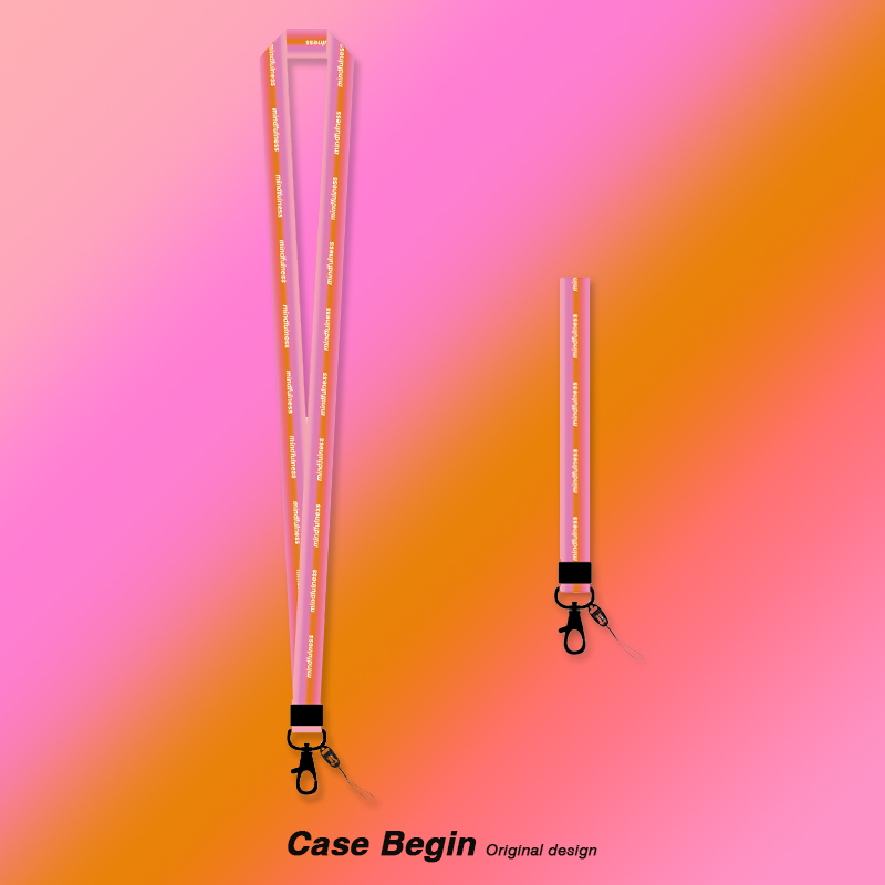 Pink gradient mobile phone lanyard detachable sling hanging neck rope hand rope anti-lost rope original long and short models unisex
