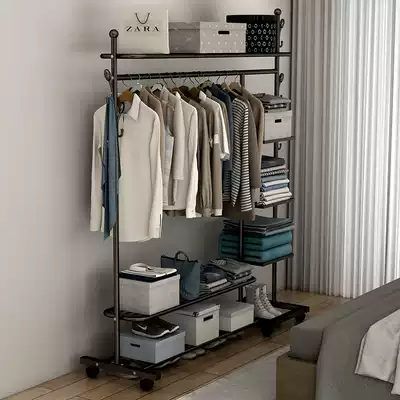 Simple wardrobe Household bedroom floor-to-ceiling hanger Dormitory rental room space-saving hanging wardrobe iron frame small wardrobe