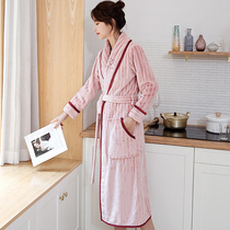 Sleepy dress for long autumn and winter air conditioning coral velvet thickness pajamas for winter cute long sleeve one bathrobe