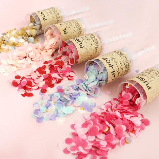 Colorful tube bridesmaid companion hand gift box toy push tube bride going out fireworks photo props mini cherry blossom tube