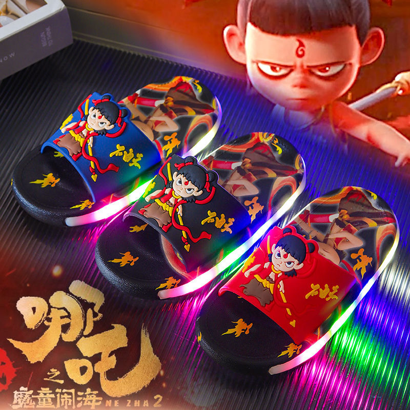 Nezha 2 Luminous Slippers for Women, Summer Children's Indoor Soft-Soled Sandals, Kids' Outdoor Non-Slip Slip-On Slippers for Boys Nezha 2 Luminous Slippers for Women, Summer Children's Indoor Soft-Soled Sandals, Kids' Outdoor Non-Slip Slip-On Slippers for Boys