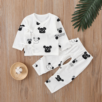 Newborn baby clothes cotton pure summer air conditioning clothing underwear thin long sleeve pajamas summer baby lace set