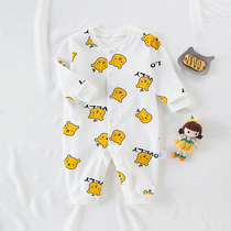 Baby conjoined clothes cotton spring and autumn newborn baby pajamas female baby winter bottoming