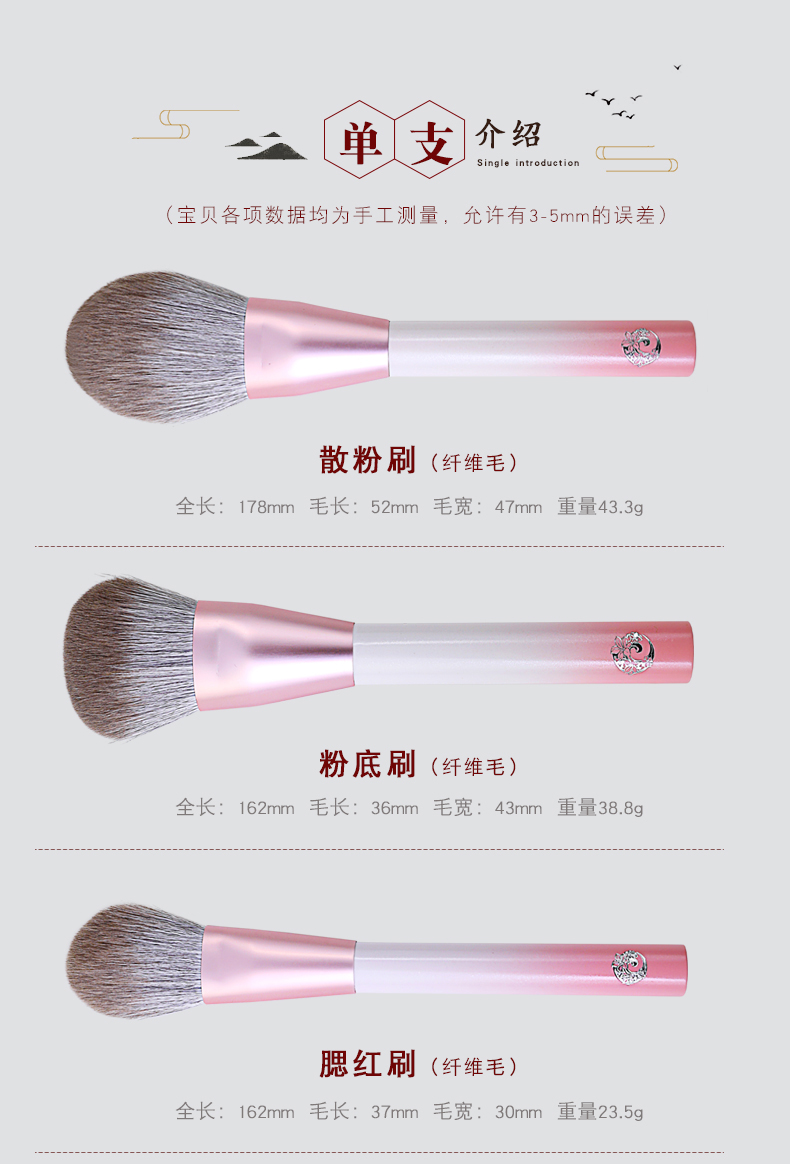 NĂNG LƯỢNG / Ai Nuqi rouge cọ trang điểm thiết lập công cụ trang điểm làm đẹp bằng sợi tơ tằm - Các công cụ làm đẹp khác khuôn lông mày đẹp