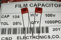  Metallized CBB capacitor 104J K 0 1UF 63V 100V 1K45 yuan