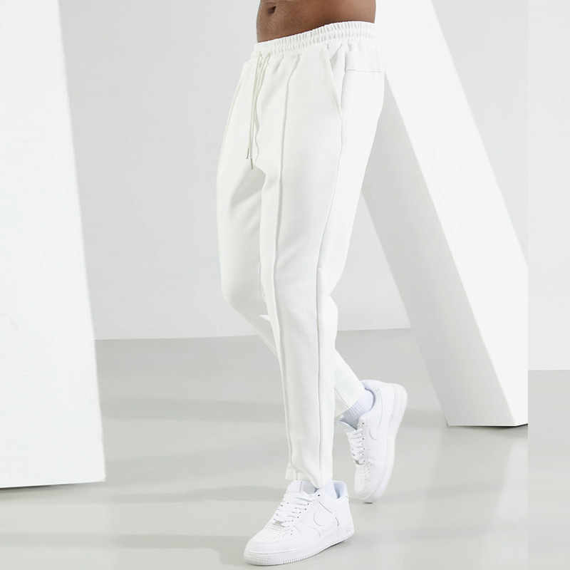 Spring and Autumn Pure Cotton Sweatpants, Knitted Long Pants, Pique Cotton, Moisture-Wicking, Slim Fit, Simple Tapered Pants, Solid Color, Trendy