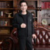 Mùa xuân và mùa thu Mới Bộ đồ thể thao nam trung niên Bộ đồ cotton màu rắn hai mảnh Kích thước lớn thoải mái Bộ đồ thoải mái các kiểu đồ bộ đẹp Bộ đồ