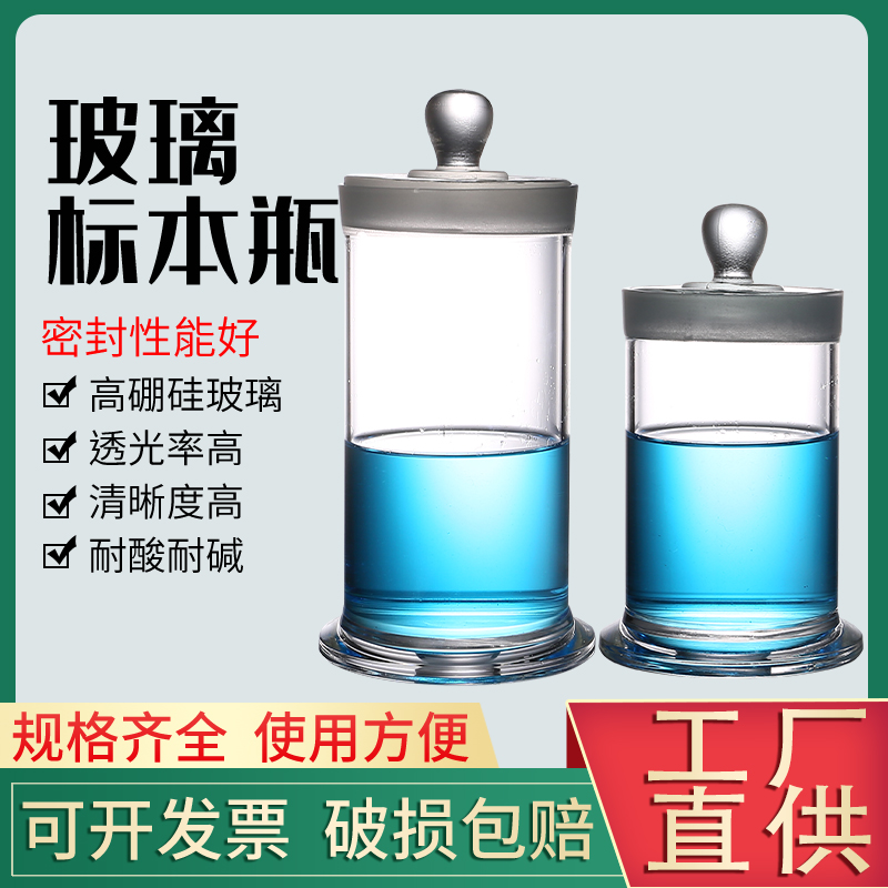 Floating Plant Specimen Bottle Transparent Glass Pathology Chinese Herbal Medicine Bubble Wine Sealing Tank Straight Cylinder Sample Display Laboratory 120 * 150180210240300350 40