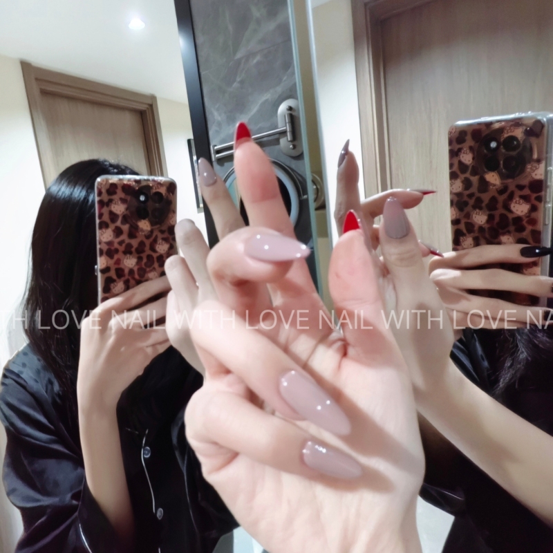 Cl Nude Color Red Base Enhances Complexion, High-End Nude Color, the Preferred Choice for Mature Women, Handmade Detachable Nails, Pure Desire Style Wearable Nails