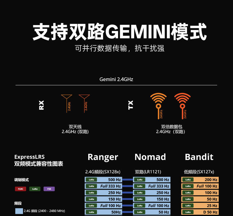 【RadioMaster】Nomad Gemini Xrossband ELRS 雙1瓦高頻頭 適用MICRO&NANO接口