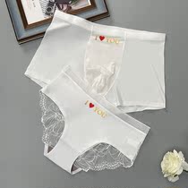 Couple underwear for men and women with lace indefinitely thin comfortable breathable summer luxury ice wire thin summer