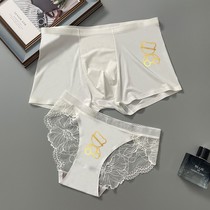 Couple underwear A man and a woman light luxury lace new lace men pants and skinny summer ice wire sexy