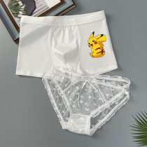 Couple underwear A man and a woman pure cotton white summer thin antibacterial girl pure cotton pikachu sexy summer