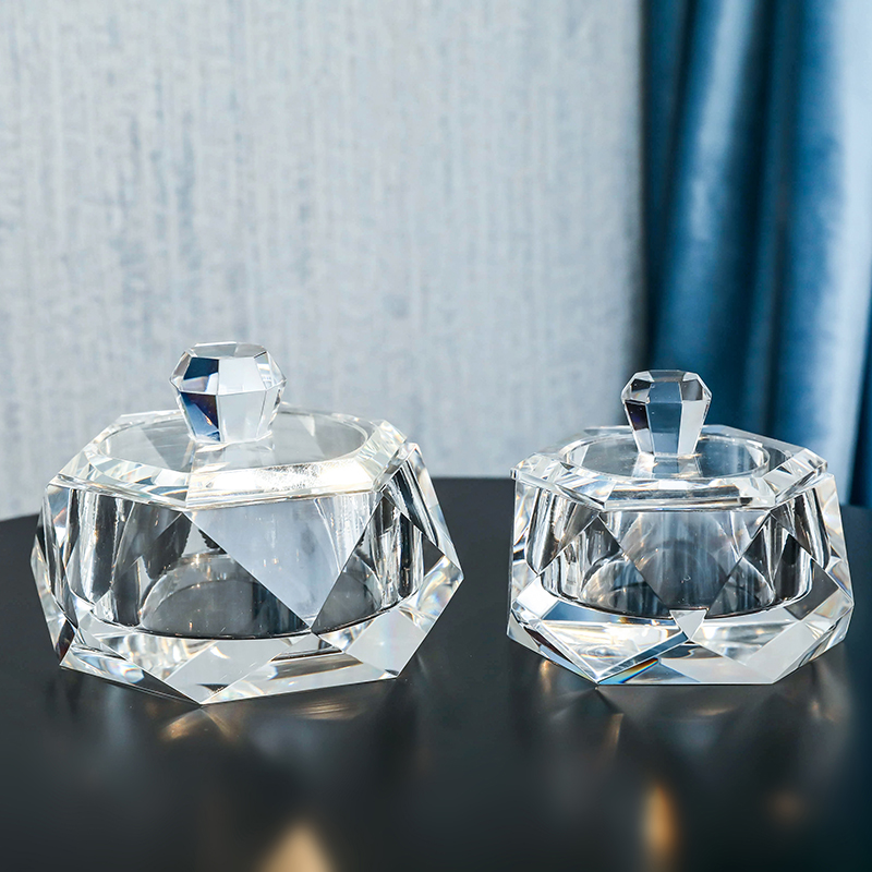 Crystal First Decorated Box Glass Candy Jar Storage Tank Containing Box Makeup Table Decoration Pendulum-like Decent Board Room Hem