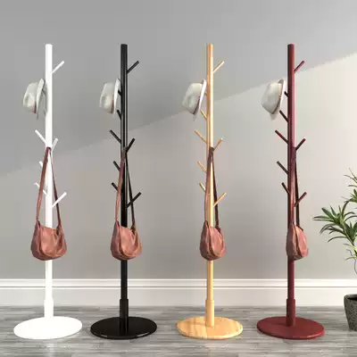 Solid wood coat rack Simple modern hanger Floor-to-ceiling simple clothes rack Bedroom finishing rack Living room storage rack