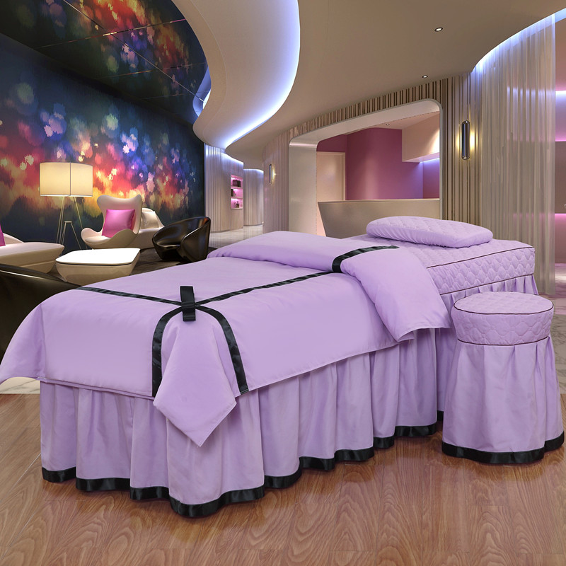 Vẻ đẹp trải giường bốn bộ massage giường bìa cao cấp rắn màu massage trị liệu có thể mở ngực lỗ dầu gội giường bìa có thể được tùy chỉnh