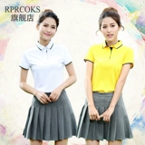 Цветная футболка polo для работы подходит для мужчин и женщин, делается под заказ, короткий рукав, с печатью вашего логотипа