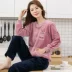 Bộ đồ ngủ pijama lông cừu san hô dành cho nữ mùa đông phiên bản Hàn Quốc của bộ đồ mặc nhà mùa thu đông bằng vải nỉ dày dặn có thể mặc mỏng - Bộ Pajama