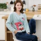 Bộ đồ ngủ pijama lông cừu san hô dành cho nữ mùa đông phiên bản Hàn Quốc của bộ đồ mặc nhà mùa thu đông bằng vải nỉ dày dặn có thể mặc mỏng - Bộ Pajama