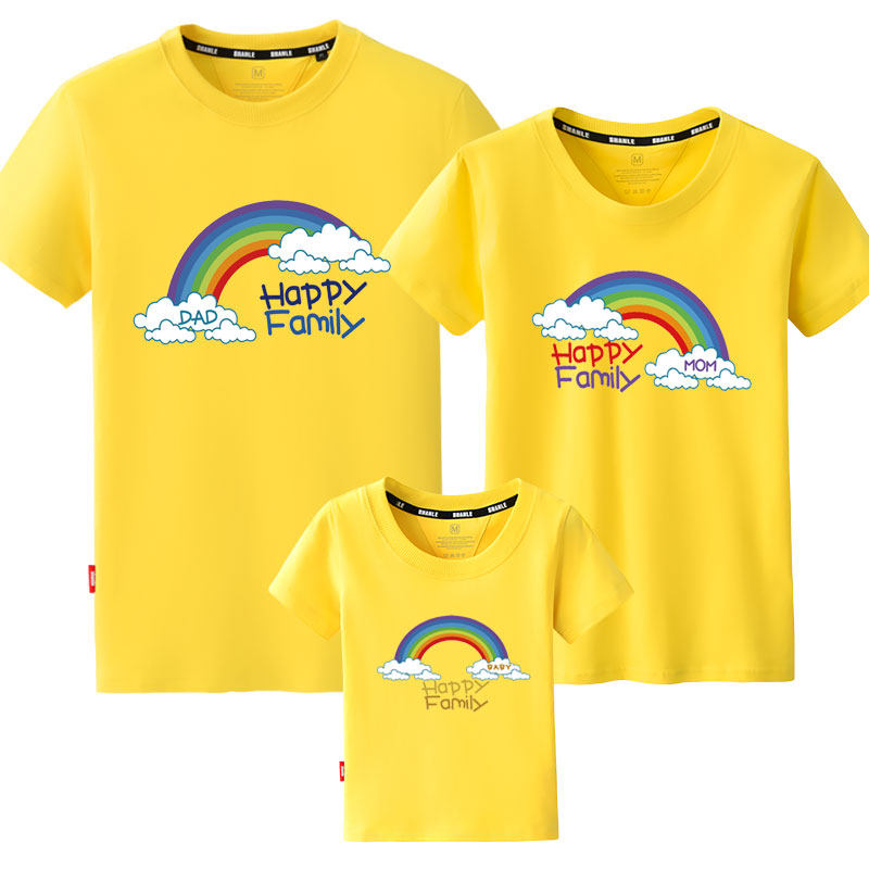 Parents and Children dress 2022 new tide three - mouth short - sleeved T - shirt mother and child wear a family gown