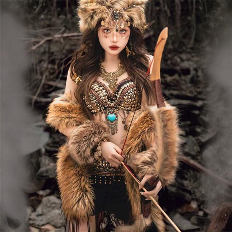 Tribal Girl Stage Party Costume Princess Exotic Ethnic Style Xishuangbanna Style Mongolian Girl Performance Costume Set