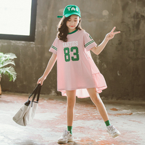 Girls T-shirt 2022 Summer Korean version of the new Ocean Gas Loose Dovetail Street Dance Blouses CUHK Children Short Sleeve Summer Clothing