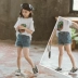 Spike 15 cô gái quần jean mùa hè quần short mới của trẻ em tất cả các kết hợp quần rộng rãi nóng - Quần jean
