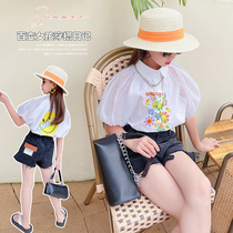 Girls Summer Ocean Gas T-shirt Childrens clothing 2021 New Korean version loose Short sleeves CUHK Trendy Casual Compassionate Tide