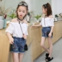 Spike 9,9 cô gái quần short denim mùa hè 2019 trẻ em mới phụ nữ trẻ em lớn mặc - Quần jean quần jean trẻ em