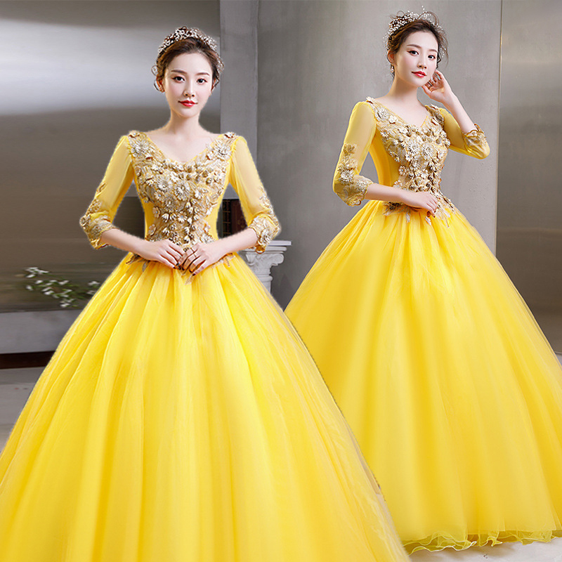 High-End Evening Dress for Women 2025 New Style Student Vocal Performance Host Solo Performance Art Exam Costume Puffy Skirt Long Style
