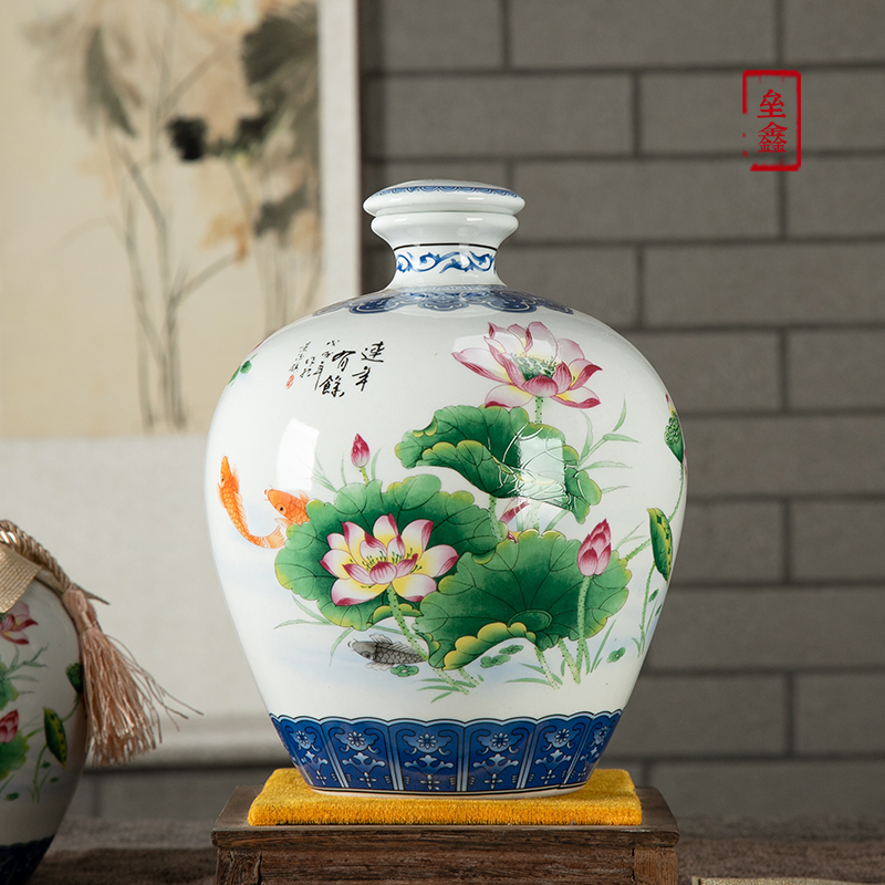 Jingdezhen ceramic jar 1/2/3/5/10 jin an empty bottle seal has successively more than hip mercifully wine