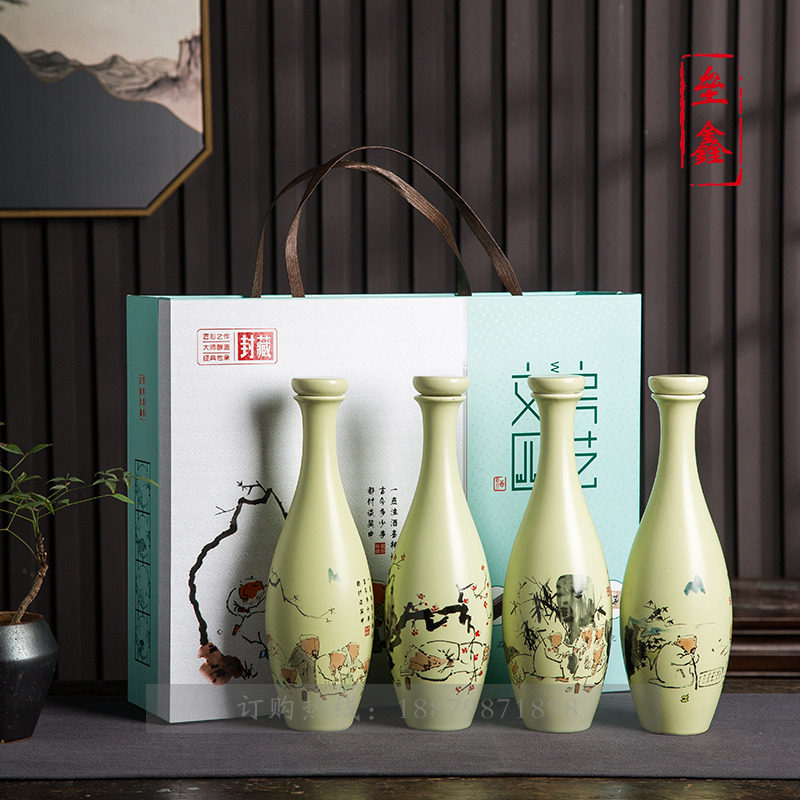 1 catty town of Jingdezhen Ceramic empties wine bottles Home sealed Wine bottles wine Wine Canned Wine Ware Gift Box Dress