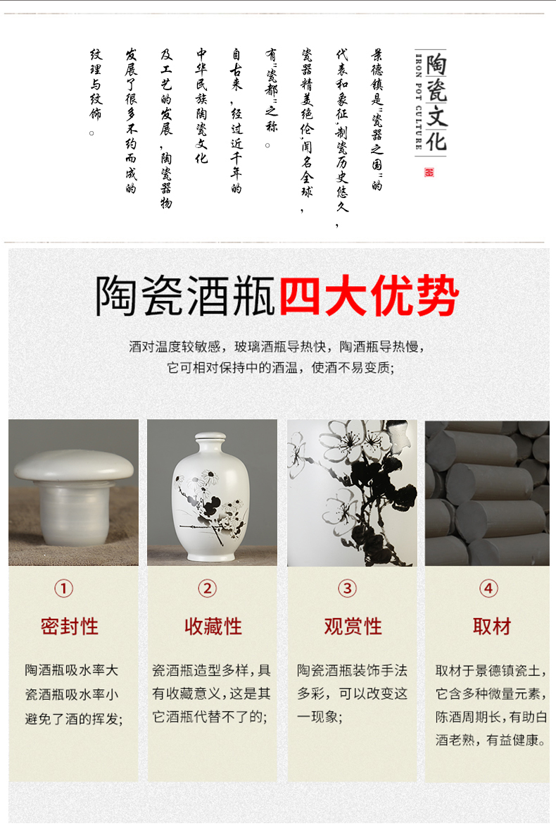 Bottle is empty bottles of antique Chinese wind 2 jins of by patterns jingdezhen porcelain jar set storage liquor apparatus