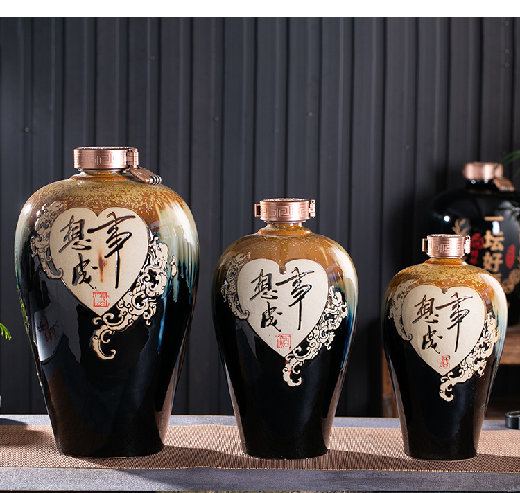 Jingdezhen ceramic household seal wine jar 3/5/15 jin carving hip flask the an empty bottle mercifully wine restoring ancient ways
