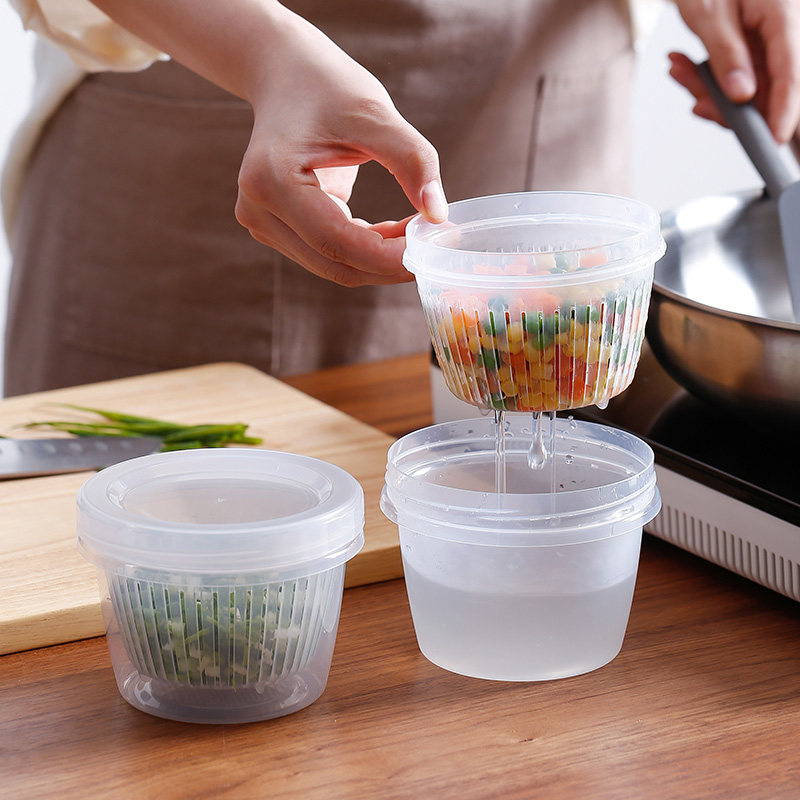 Suit Japan Imports Shallot Ginger Garlic Preservation Box Shallot Boxed Box Fridge Classified Containing Plastic Drain Hollowed-out Seal Case