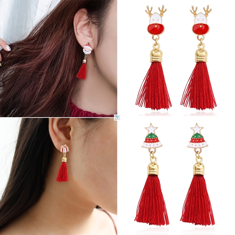 Fashion Christmas Stud Earring Santa Claus Gift Box