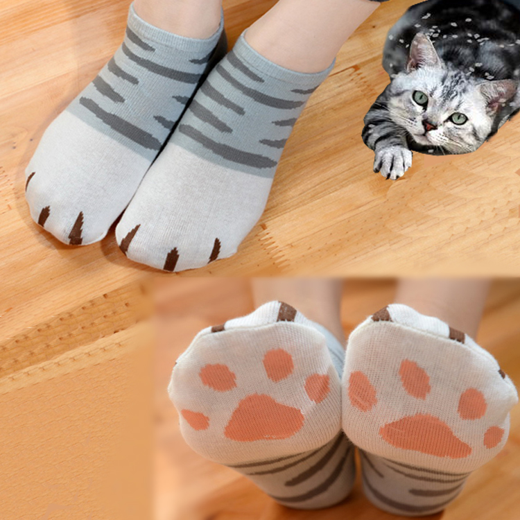 There are cats and lovely cats with paw cotton socks cats female invisible boat socks summer thin socks