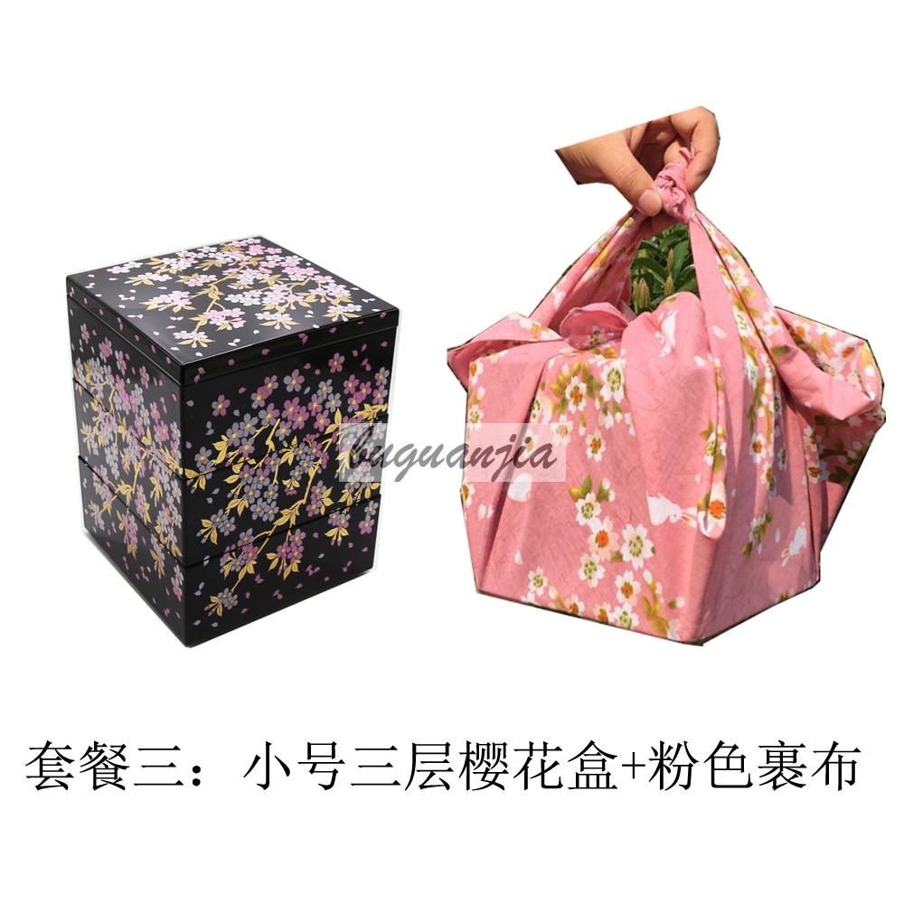 Hộp ba tầng Sakura Nhật Bản Hộp cơm trưa Hộp kẹo Hộp ăn nhẹ Hộp quà tặng Takeaway Hộp quà tặng - Hộp cơm điện sưởi ấm hộp cơm hâm nóng