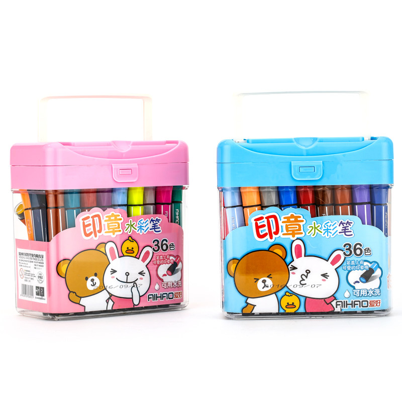 Hobby 1883 Large Capacity Watercolor Pen Coarse Head 36 Ribbon Seal Non-toxic Washable Student Graffiti Watercolor Pen