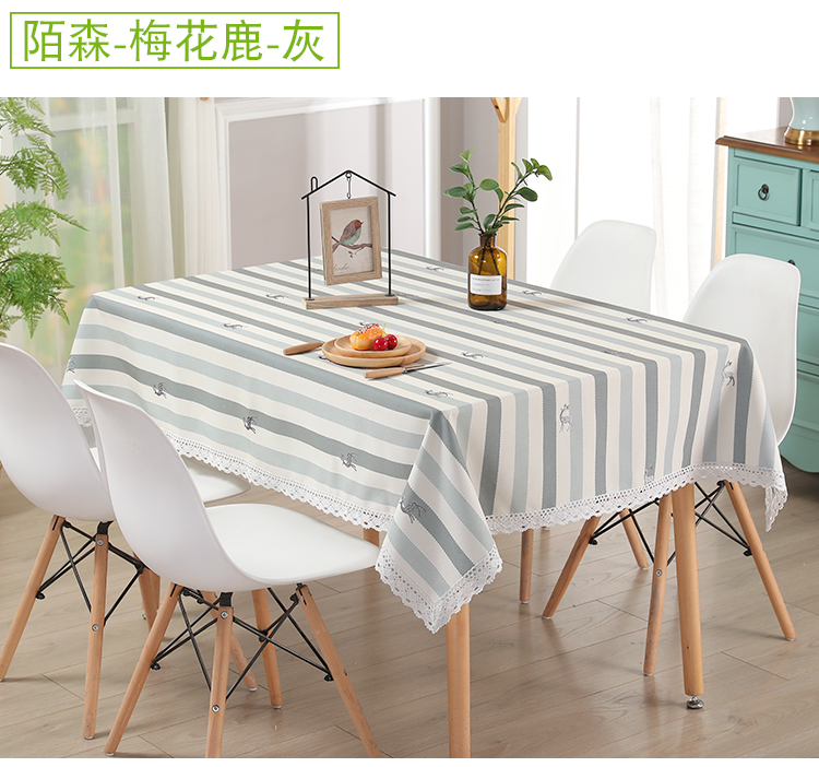Khăn trải bàn bằng vải cotton và vải lanh hình chữ nhật hộ gia đình hiện đại tối giản sọc vuông khăn trải bàn bằng vải bàn cà phê Bắc Âu - Khăn trải bàn khăn trải bàn nhựa pvc